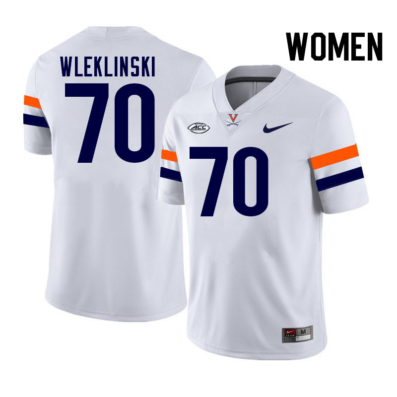 Women Virginia Cavaliers #70 Dane Wleklinski College Football Jerseys Stitched-White